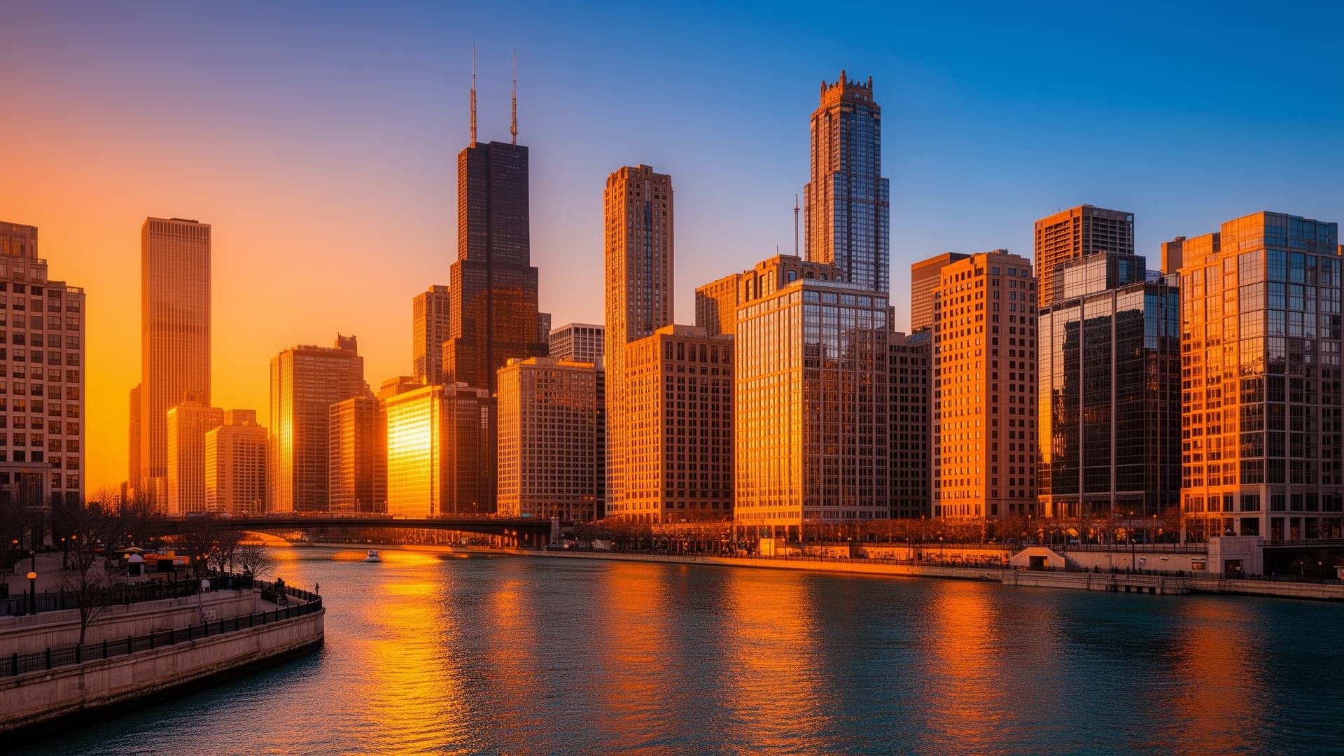 Chicago skyline in summer